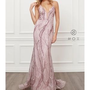 Unique Mauve Lace Up Gown Size 4